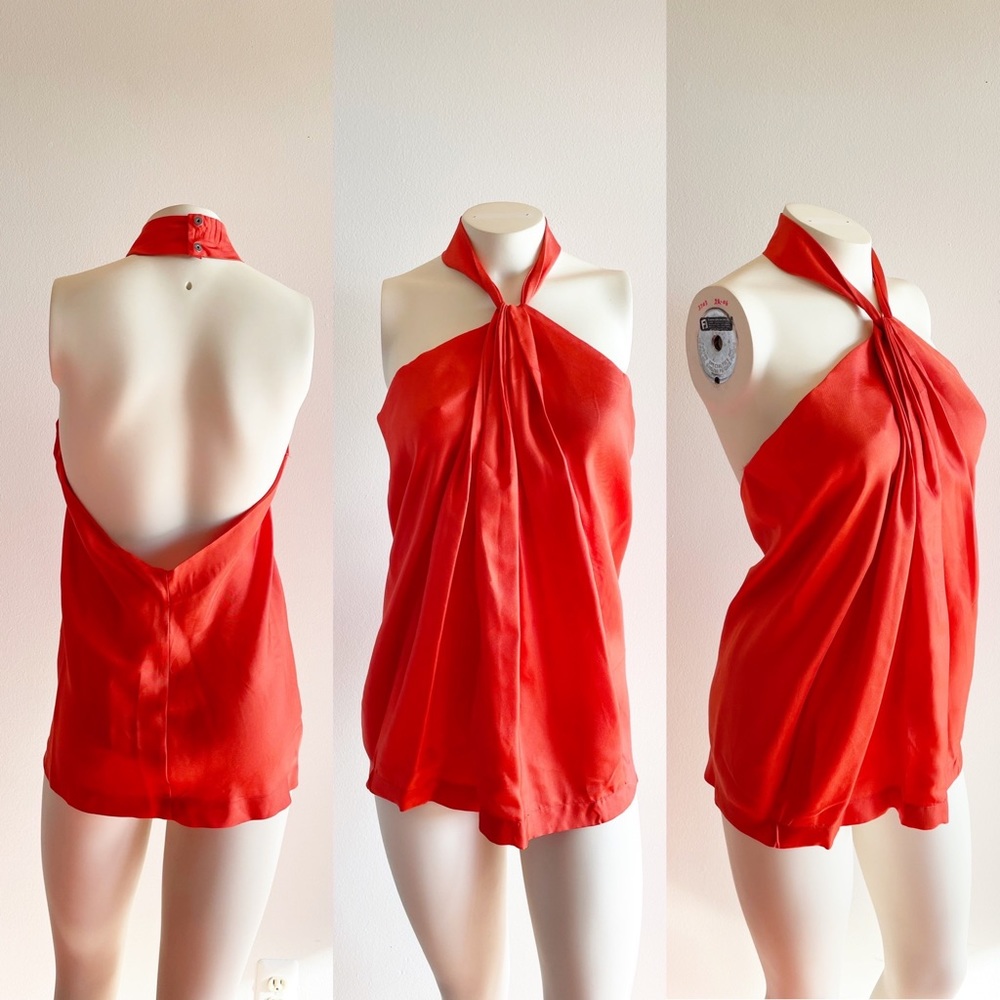 Robert Rodriguez Blood Orange Silk Halter Top Size 8